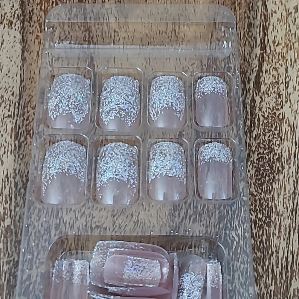 2/$16 Glitter French Manicure Press On Nails